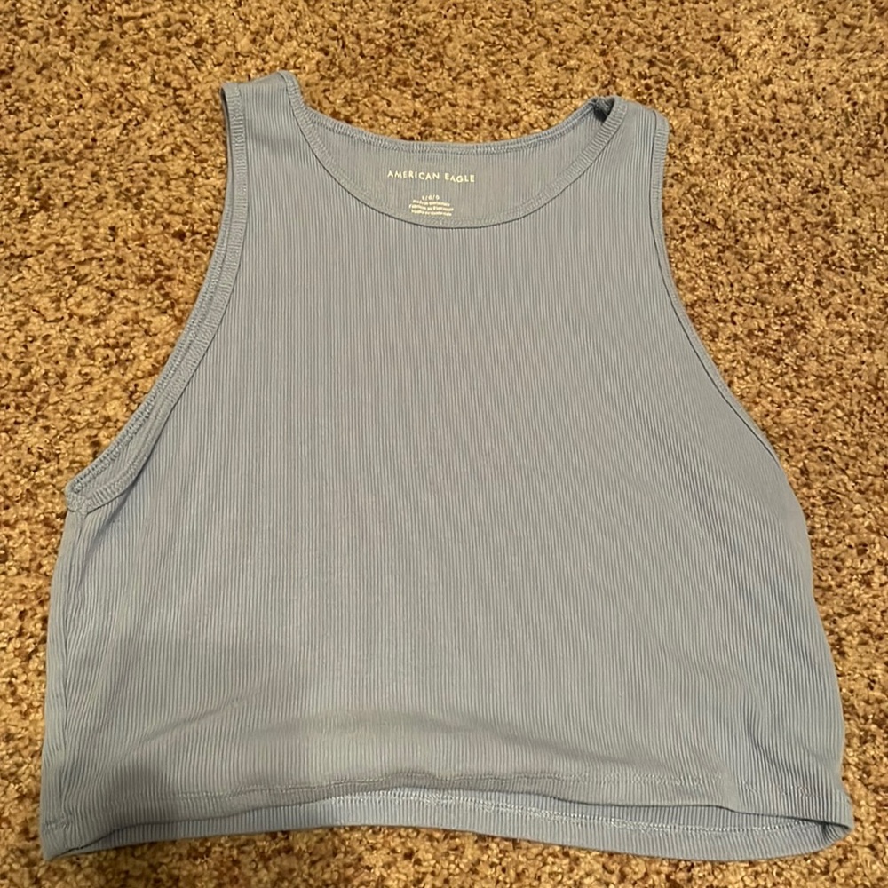 blue tank top
